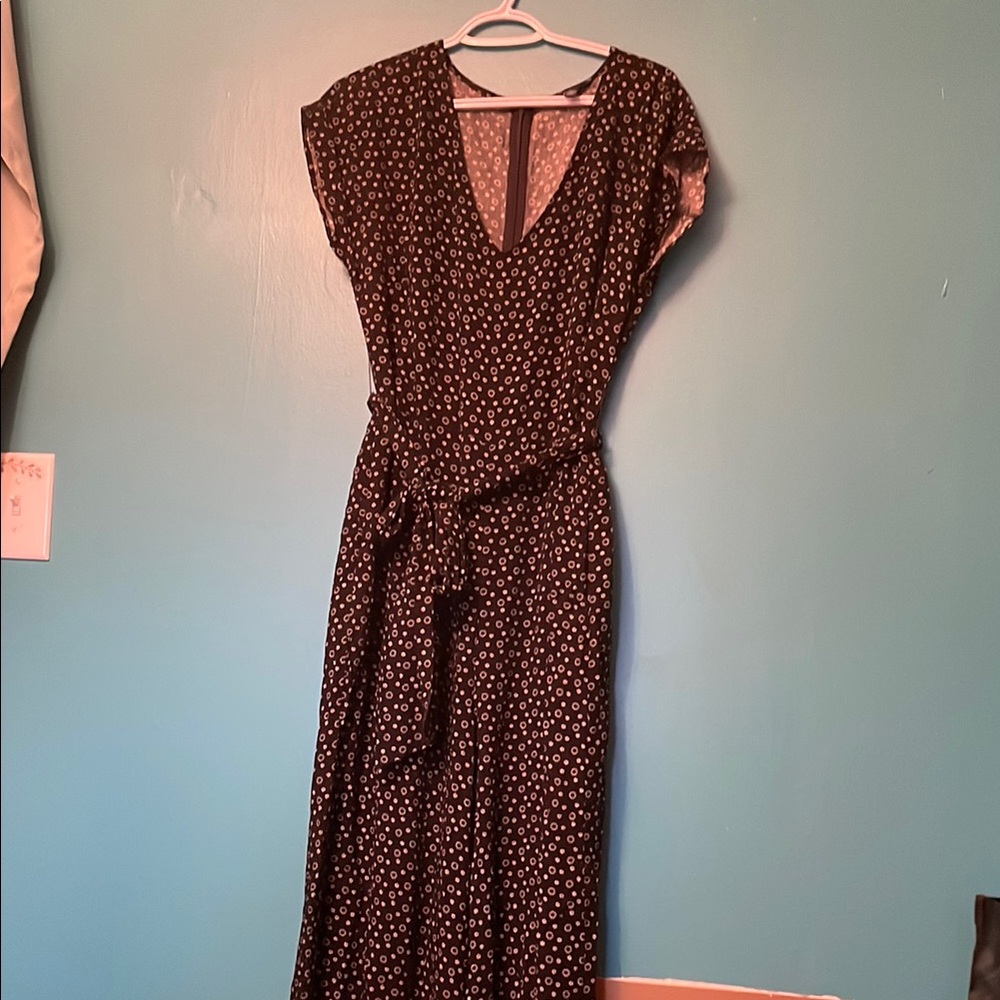 Chaps Black and White Dolman Sleeve Jumpsuit Casual